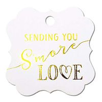 Summer-Ray 50pcs Gold Foil Hot Stamping Sending You S'More Love Wedding Favor Gift Tags (Pure White, Square)