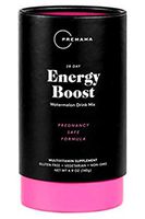 Premama Prenatal Energy Boost Drink Mix | Caffeine Free Energy Supplement for Pregnancy | Stimulant Free Multivitamin with Omega 3 and B Vitamins | Gluten Free Vegetarian Non GMO | 28 Servings
