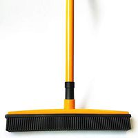 PinnacleT1 Long Push Broom Handle Rubber Bristles Sweeper Squeegee Edge with Soft Rubber Bristles and Squeegee Edge for Removing Pet Cat Dog Hair on the Carpet(29-49Telescopic Handle)