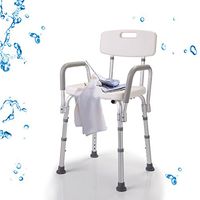 Shower Bath Chair Adjustable Bench Stool Seat w/Detachable Back and Arms