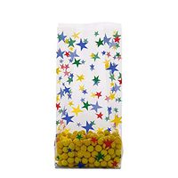 10ct. Colorful"Primary Stars" 4x2x9" Medium Cello Cellophane Treat Food Snack Bags ngKE -1590