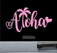 Aloha heart Vinyl Decal Sticker Hawaii surfing surf (SOFT PINK)