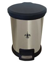 The Furniture Cove New 1.3 Gallon Round Stainless Steel Step Trash Can Waste Basket Featuring Your Choice of a Football Team Logo (Saints Emblem)