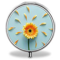 A Homim Pill Organizer, Customized Sunflower Pill Boxes with 3 Components and Mirror for Travelling and Daily Needs