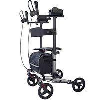 ELENKER Upright Walker,Stand Up Folding Rollator Walker Back Erect Rolling Mobility Walking Aid with Backrest Seat and Padded Armrests for Seniors and Adults,Silver