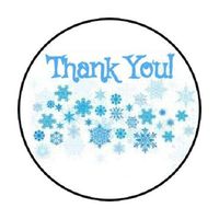 HotSaleStore Sticker Seals 48 Christmas Thank You Snowflakes Sticker Label Envelope Seals 1.2" Round