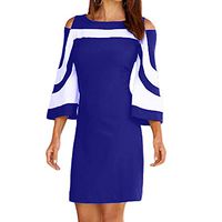 WENOVL Plus Size Dresses,Women Ladies Bodycon Casual Evening Party Mini Dress Blue