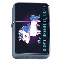 Unicorn Dream Flip Top Dual Torch Em1 Smoking Cigarette Silver Refillable Dual Flame
