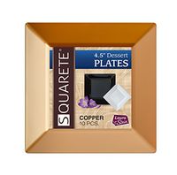 [30 Count] Squarete 4.5 Inch Dessert Plates Gold/Copper Disposable Heavy Duty Plastic, Ideal For Wedding, Catering, Parties, Buffets, Events, Or Everyday Use, 3 Packs
