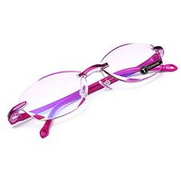 TERAISE Rimless Reading Glasses Fashion Diamond Cutting Design Anti-Fatigue Clear Lens Spectacle Readers for Women(2.5X)