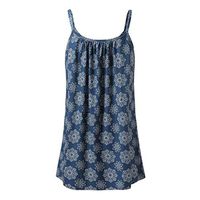 Jophufed Women Summer Casual Flowy Sleeveless Camisole Tank Tops Navy