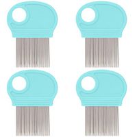 4 Pack Lice Combs, Nit Remover with Metal Teeth and Magnifier Tool for Hair and Head (Turquoise Blue)