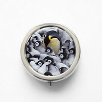 RhyNSky Animal Penguin Mini Portable Pocket Pill Box Case Holder for Purse, 3 Compartments, Silvery, FS218