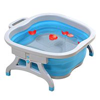 Portable Foot Bath Spa Foldable Plastic Basin Pot Tub, Blue