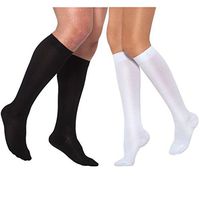 Healthweir Cotton Compression Knee High Socks for Men & Women 15-20 (EU 18-22) mmHg - Medical Support Stockings Black &White for Varicose Veins Maternity Nursing Flight Travel (4, White)
