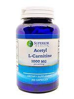 Acetyl L-Carnitine 1000mg Per Serving 200 Capsules Natural Energy, Cognitive and Nervous System Support Supplement (ALCAR)