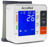 AccuMed ABP801 Portable Wrist Blood Pressure Monitor with One-Touch Automatic Measurement, 4-in-1 Functionality for Systolic/Diastolic BP, Heart Rate(BPM), Hypertension Guide, Arrhythmia Alerts