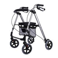 ZSMPY Folding Four-Wheel Roller Walker with Padded seat, Lockable Brake, Ergonomic Handle and Carrying case ZS