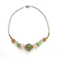 Peridot and Crystal Magnetic Therapy Necklace 18"