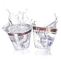 9 Oz Rose Gold Plastic Cups. 50 Pack Rose Gold Rim Premium Disposable Clear Plastic Cups. Party Supplies Plastic Tumblers For Wedding, Bridal Shower, Gender Reveal, Birthday & Bachelorette Party.