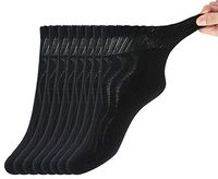 +MD Womens Non-Binding Cotton Crew Diabetic Socks with Seamless Toe and Cushion Sole, 8 Pairs Black 9-11