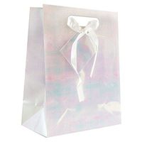 JAM PAPER Holographic Gift Bags - Large - 13 x 10 x 6 - White - Sold Individually