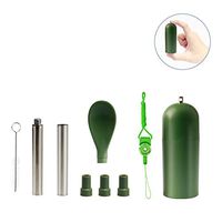 Reusable Telescopic Drinking Straw & Portable Personal Cutlery with Carry Case & Cleaning Brush Portable Straw and Spoon Set