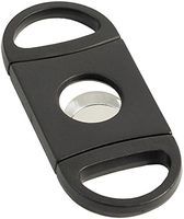 Bey-Berk C107 Black Oval ABS Plastic Guillotine Cigar Cutter with Leather Pouch, One Size,