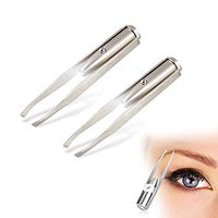 Eutuxia Tweezers with LED Light. Eyebrow and Eyelash Hair Removal Tool. Pluck & Trim Unwanted Hairs. Illuminate Dark Areas with Bright Lighting for Better Accuracy & Precision. Stainless Steel. [2 PK]