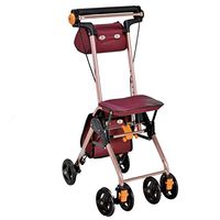 Standard Walkers Walker Folding Trolley Mobile Walker Elderly Travel Assistant Shopping Cart Multifunctional Lower Limb Training (Color : Red, Size : 4656.5cm)