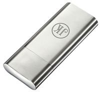 Personalized Visol Toledo Brushed Stainless Steel 2 Finger Cigar Case - Free Engraving (Two Initials)