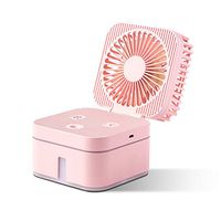 Cool Mist Humidifier Fan,DUMean Humidifying Spray Fan Desktop Night Light Humidifying LED Fan Mini USB Rechargeable Fan for Baby Home,Bedroom (Pink)