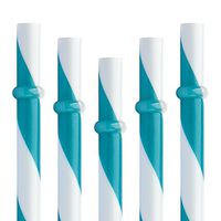 Dakoufish 12 Piece 9 Inch Reusable Plastic Thick Drinking Straws BPA Free Mason Jar Straws Big Stripe（Teal）