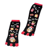 BingYELH Christmas Socks for Women, Womens Girls Warm Winter Crew Socks Multicolor Toe Socks Five Finger Socks