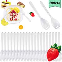 Nexxxi 100 Pieces White Disposable Sporks, BPA-Free Disposable Spoon Fork 2-in-1 Cutlery for Dessert, Cake, Picnics or Restaurant and Party Supply(5.5 Inches)