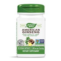 Nature's Way Premium Herbal American Ginseng, 1,100 mg per Serving, 50 Capsules