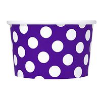 [50 Count] Purple Paper Ice Cream Cups - 4 oz Polka Dot Dessert Bowls - Comes In Many Colors & Sizes! Frozen Dessert Supplies