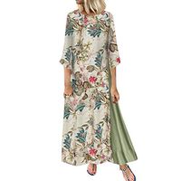 FEISI22☀Women's Printing Dress Travel Line Clothing Abstract Printing Baggy Dress Ethnic Style Print Vintage Long Skirt