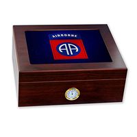 Premium Desktop Humidor - Glass Top -US Army 82nd Airborne Division, Shldr Sleeve