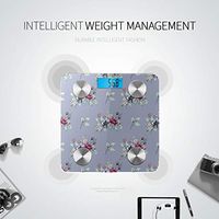 LYAOE Bluetooth Body Fat Scale Grey Floral Pattern Pink Smart Wireless Scale with LCD Display Measuring Body Weight Bmi and Health Digital Scale