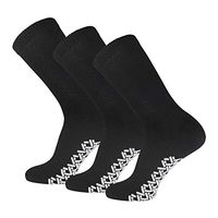 3 Pairs of Non-Skid Diabetic Crew Socks, Non Binding Top Therapeutic Cotton Gripper Socks (Black, Size: 9-11)