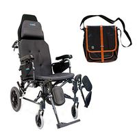 Karman MVP502TP 16" X 16" seat Lightweight Ergonomic Reclining Transport Wheelchair | Free Front Zip Pocket Medical Utility Bag Black!