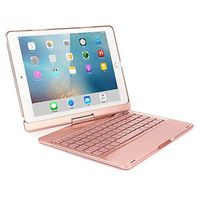 iPad Keyboard Case, 9.7", iPad 2018 (6th Gen), iPad 2017 (5th Gen), iPad Pro 9.7," and iPad Air 1 and 2-360 Rotatable - Aluminum Alloy, Wireless/BT - Backlit 7 Color - iPad Case with Keyboard
