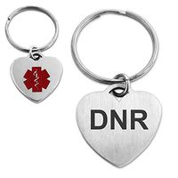 Tioneer Stainless Steel Heart Charm Medical Alert ID Keychain Keyring, DNR (Do-Not-Resuscitate)