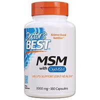 Doctor's Best MSM with OptiMSM, Joint Support, Immune System, Antioxidant and Protein-Building Role, Non-GMO, Gluten Free, 1000 mg, 180 Caps
