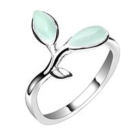 Meolin Green Opal Leaves Buds Open Ring For Women Jewelry