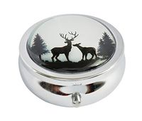 Halulu Deer Custom Fashion Round Glass Pill Case 2.1 Inch Tablet Holder Storage Bag Wallet