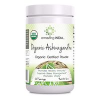 Amazing India USDA Certified Organic Ashwagandha Powder (Non-GMO,Gluten Free) 16 oz - Raw, Vegan- Gluten-Free, Plant-Based Nutrition – Promotes Cardiovascular Health, Immune Function, Relaxation