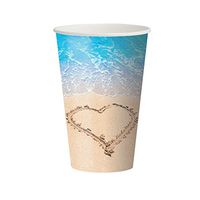 Club Pack of 96 Beach Love Disposable Paper Hot and Cold Drinking Party Cups 12 oz.