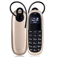 ZYSUS KK1 Mini Mobile Phone, English Keyboard, Hands Free Bluetooth Dialer Headphone, MTK6261DA, Anti-Lost, Single SIM, Network: 2G (White + Black) (Color : Gold)